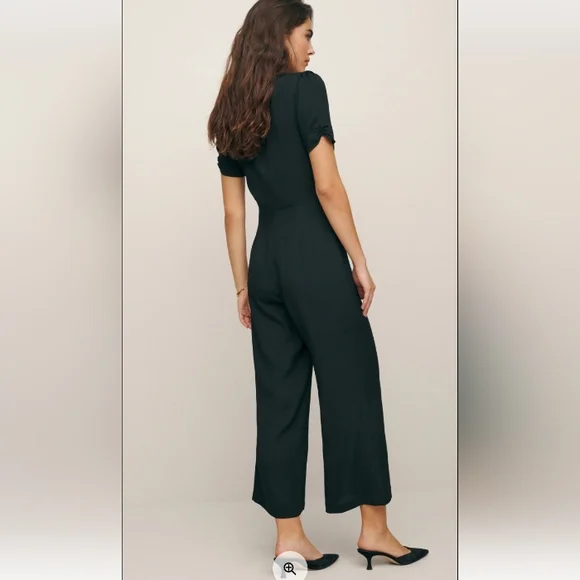 NWT Reformation France Black Jumpsuit Size 10 - Picture 4 of 10